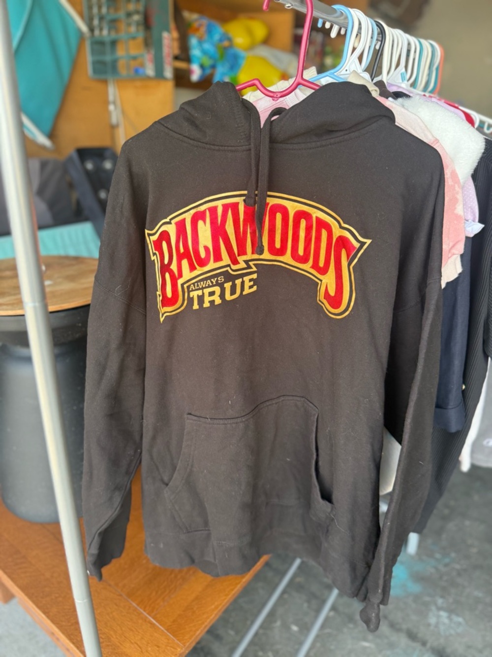 Backwoods Black Crewneck Hoodie - Men's Casual Pullover